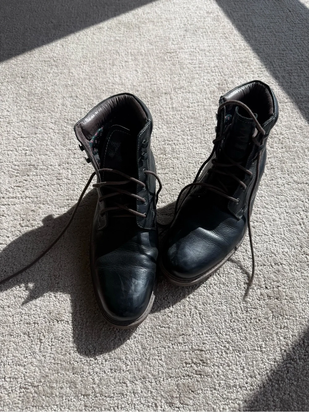 Men's Black Leather Lace-Up Ankle Boots